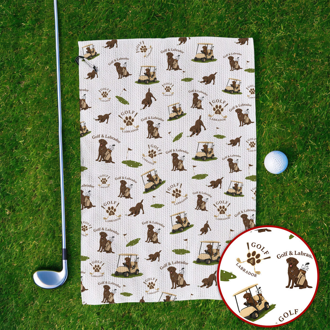 Labrador Pattern Golf Towel, Funny Dog  Golf Towels, Crazy Golf Gift For Golfer