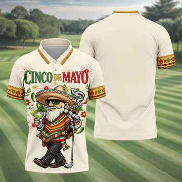 Margarita Man Cinco De Mayo Celebration Beige Golf Shirt, Fiesta Theme Golf Shirts For Men