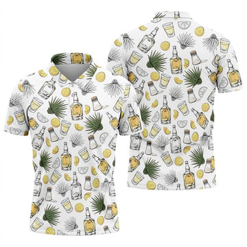 Tequila Lime Fiesta Time Golf Tops For Men, Cinco De Mayo Celebration Golf Shirts For Men