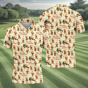 Tees The Season Funny Santa Claus Golf Tops For Men, Christmas Golf Shirt, Polo Shirts For Men, Golf Gift For Men