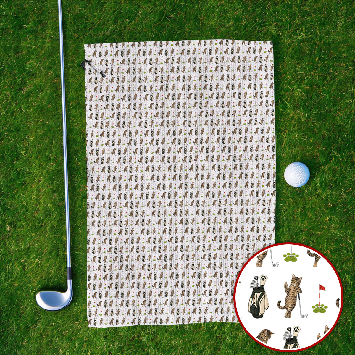 Funny Cat Golf Towels, Cats Pattern Golf Towel, Cat Lover Golf Gift
