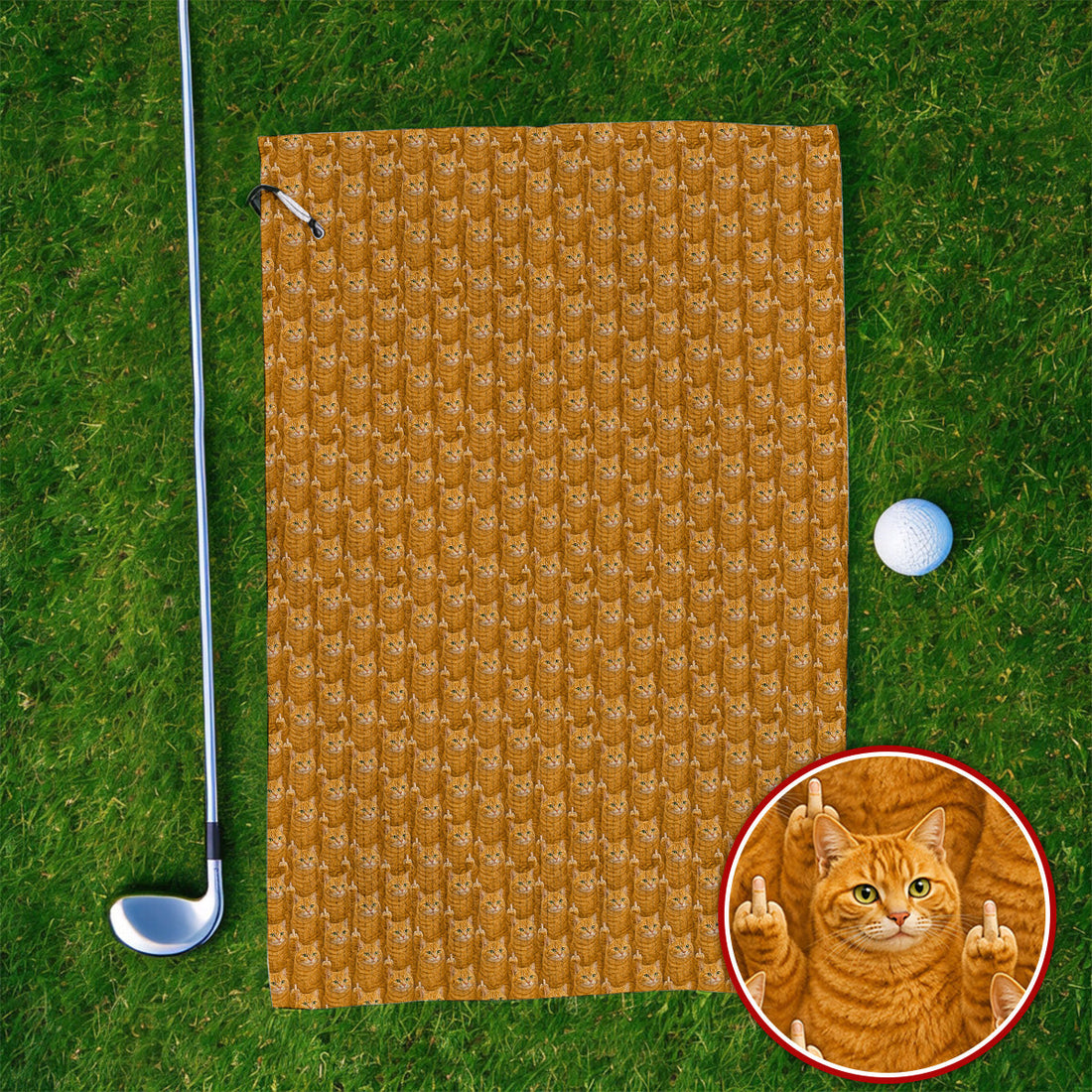Ginger Cat Pattern Golf Towels, Funny Cats Golf Towel, Golf Gift For Golfer
