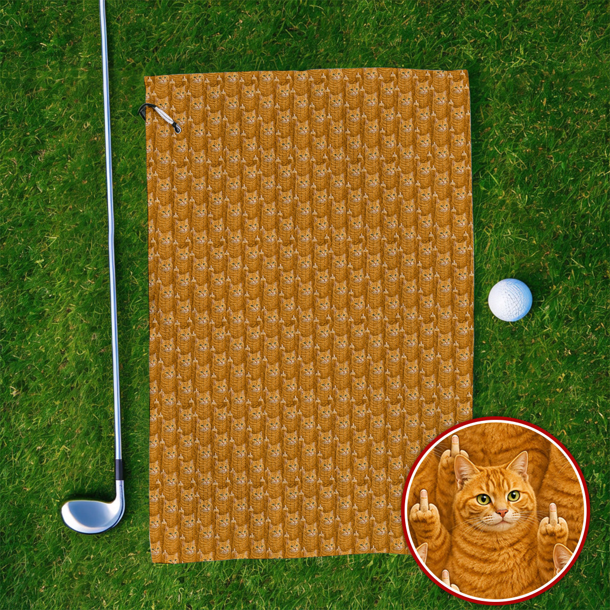 Ginger Cat Pattern Golf Towels, Funny Cats Golf Towel, Golf Gift For Golfer
