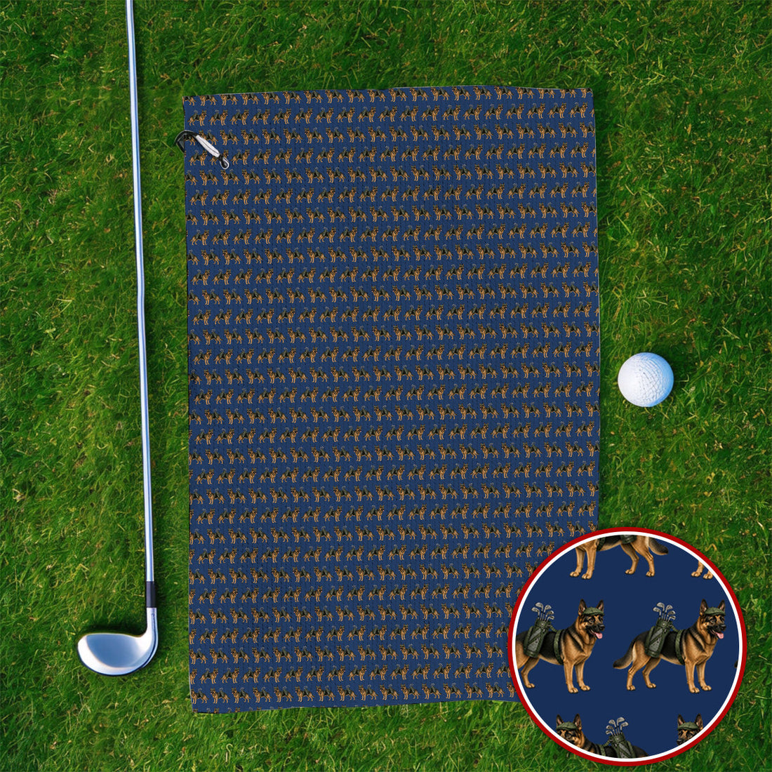 German Shepherd Golf Towel, Dog Lover Pattern Golf Towel, Funny Golfer Dog Gift