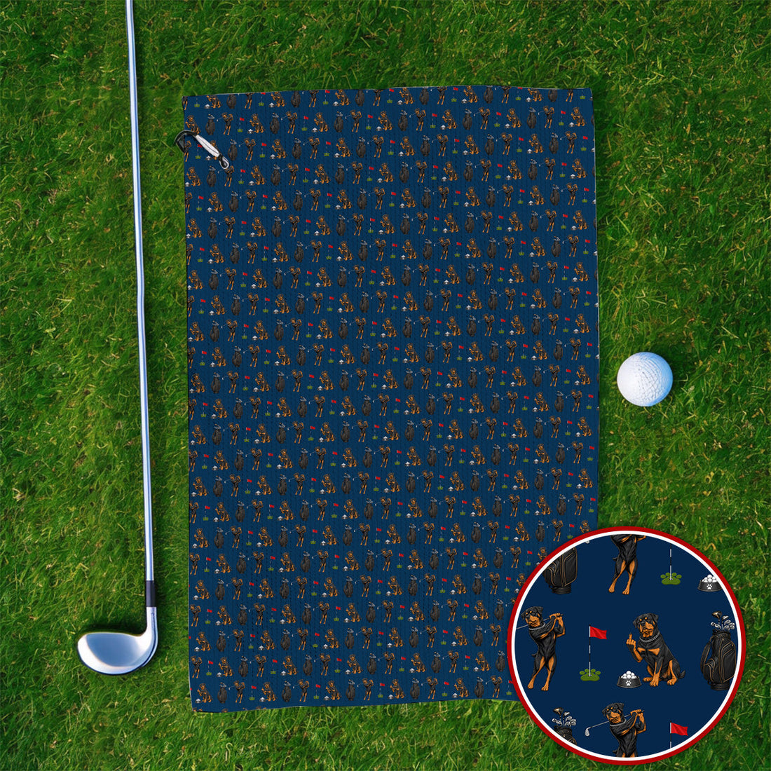 Funny Rottweiler Golf Towels, Rottweiler Pattern Golf Towel, Dog Dad Golf Shirt