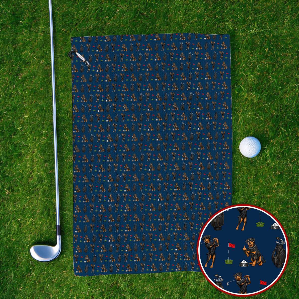 Funny Rottweiler Golf Towels, Rottweiler Pattern Golf Towel, Dog Dad Golf Shirt