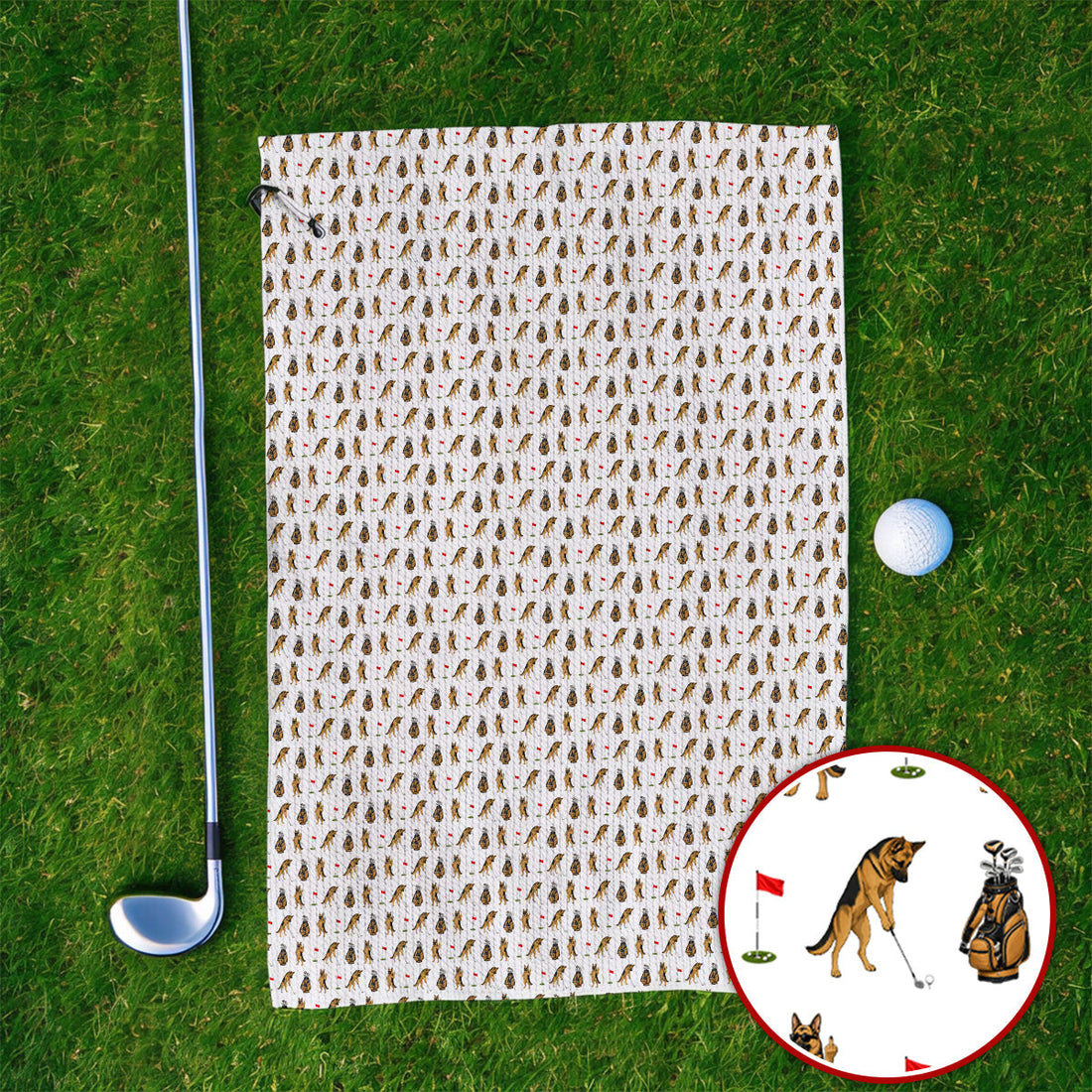 German Shepherd Pattern Golf Towels, Funny Dog Golf Towel, Golf Gift For Golfer