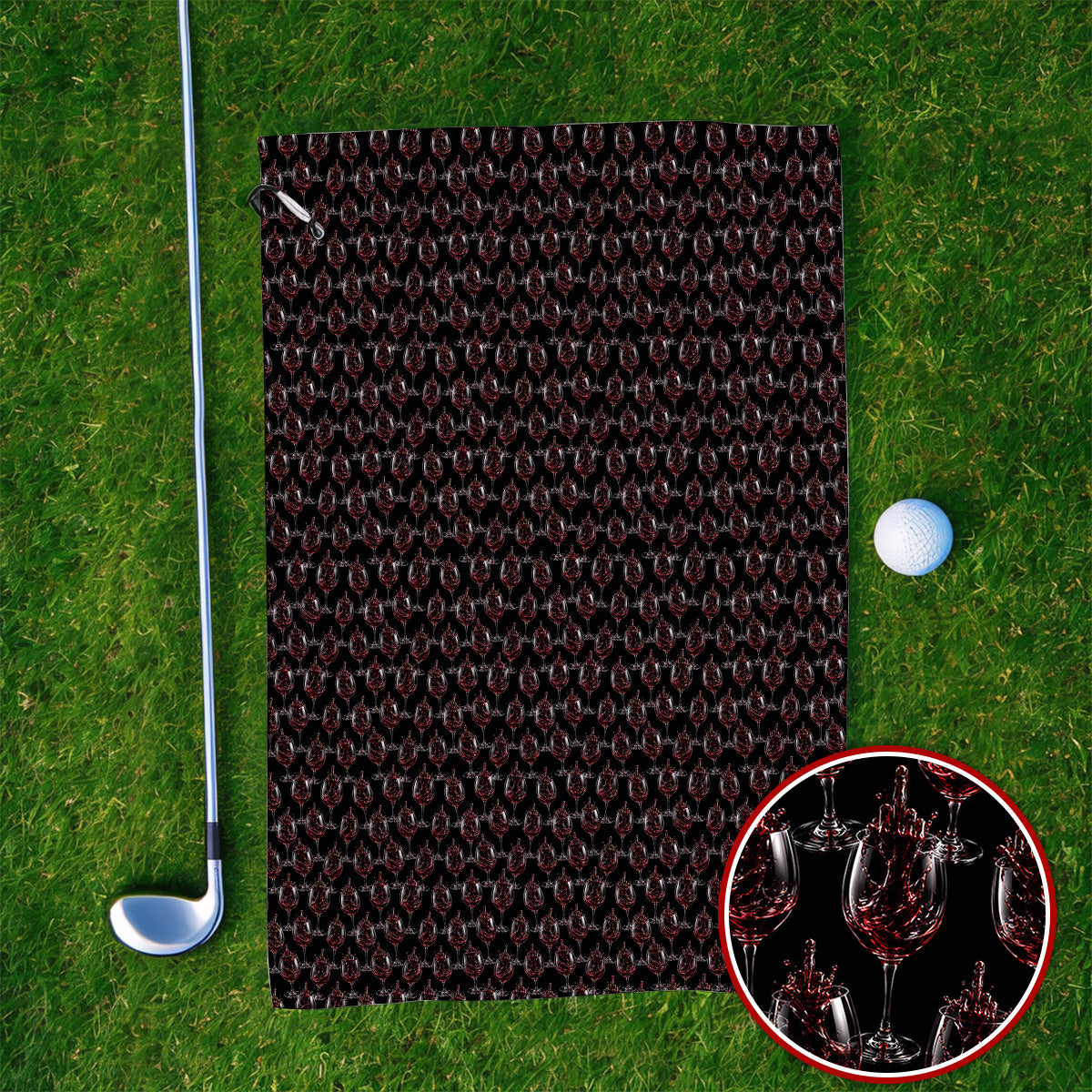 Cabernet Lover Golf Towels, Red Wine Pattern Golf Towel, Winery Inspired Golfer Gift