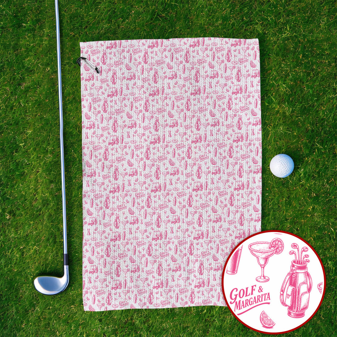 Golf & Margarita Pattern Golf Towels, Margarita Lover Golf Towel, Funny Golf Gift For Golfer