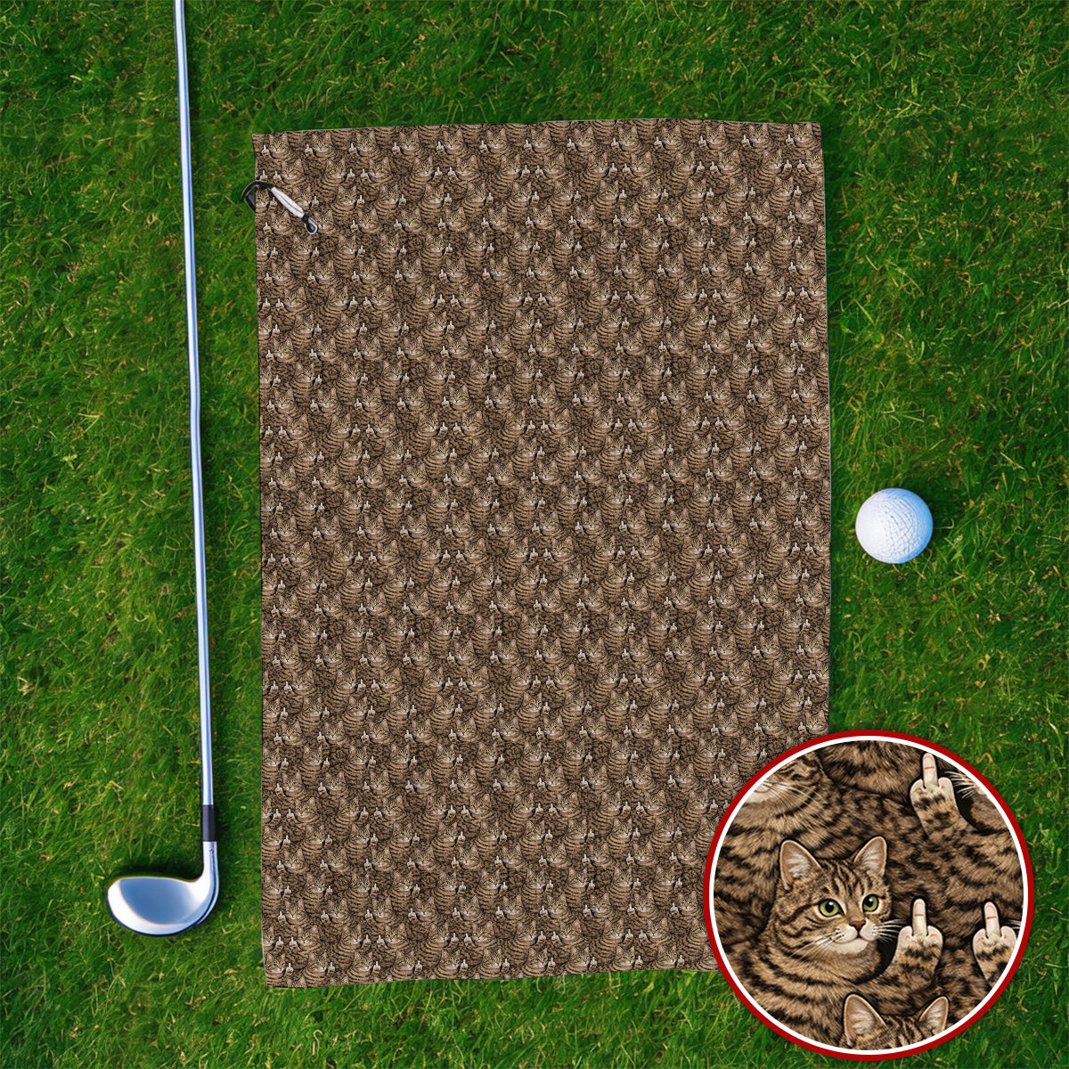 Funny Cat Pattern Golf Towels, Cats Golf Towel For Pet Lover, Golf Gift For Golfer