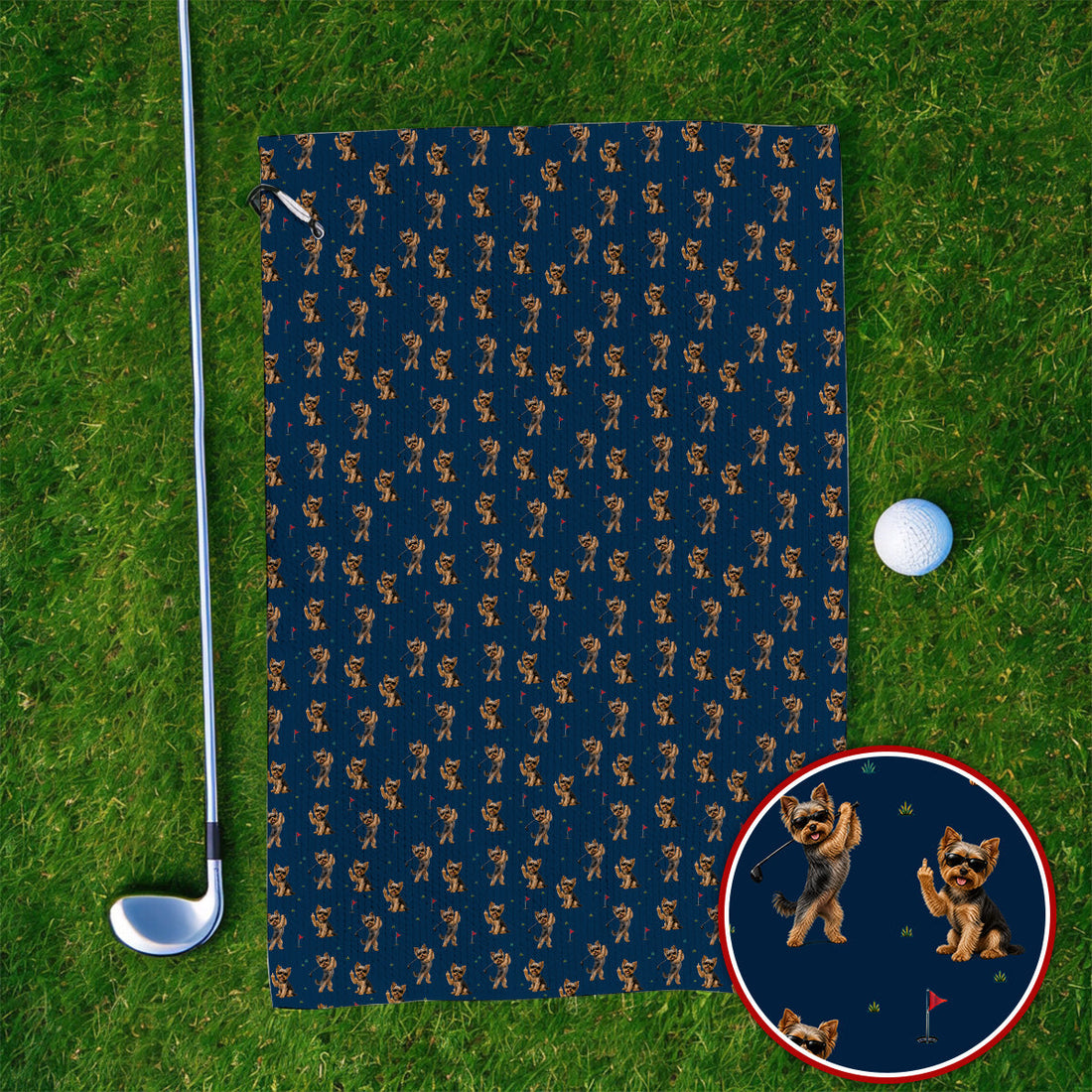 Funny Yorkshire Terrier Golf Towel, Cool Yorkie Pattern Golf Towels, Gift For Golf Lovers