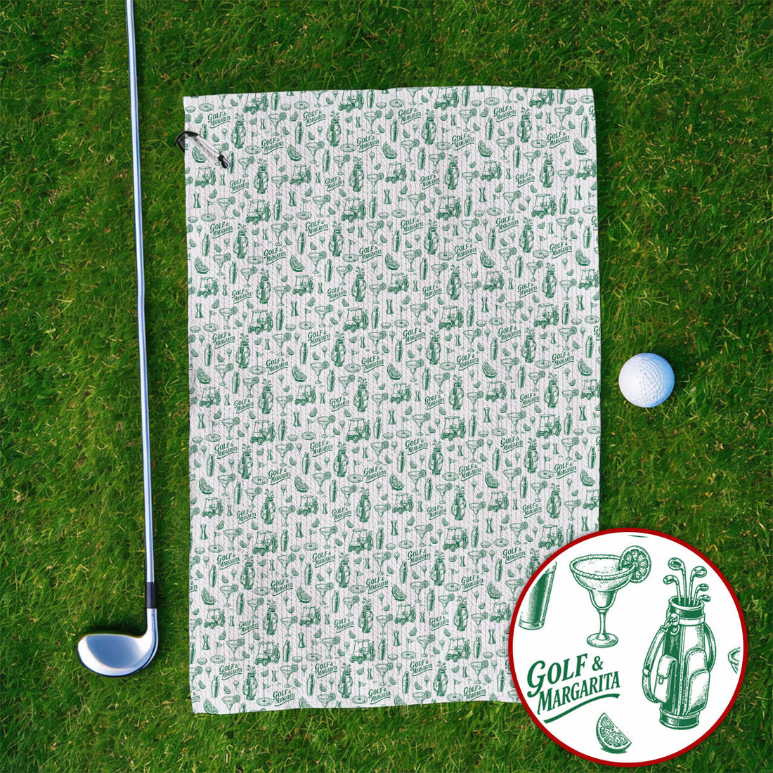 Golf & Margarita Pattern Golf Towels, Margarita Lover Golf Towel, Funny Golf Gift For Golfer