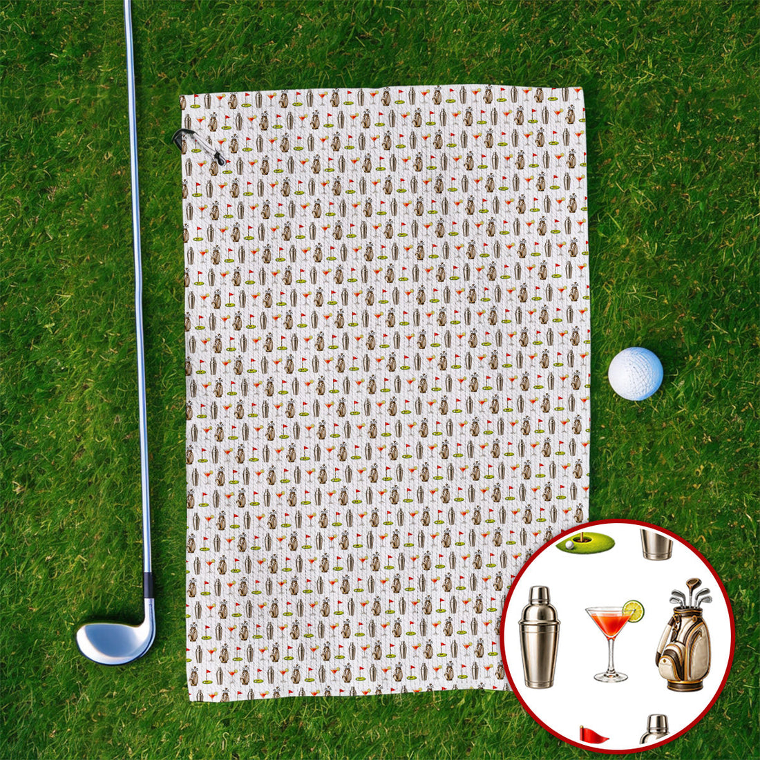 Golf & Cocktails Golf Towel, Martini Lover Golf Apparel, Funny Golf Towels For Golfer