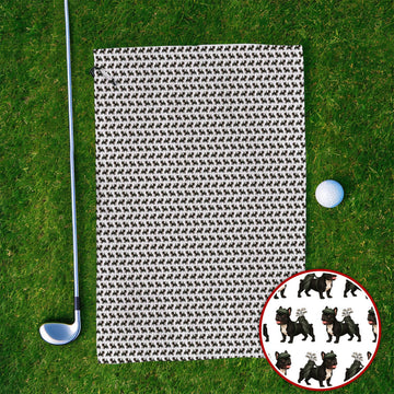 Black French Bulldog Golf Towel, Frenchie Pattern Golf Towels, Funny Dog Dad Gift