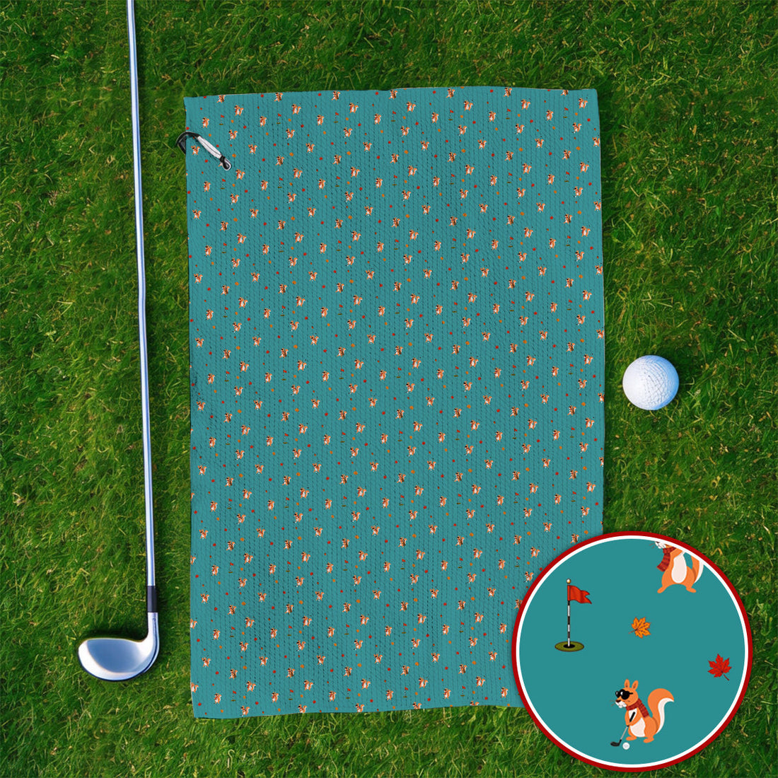 Fall Pattern Golf Towels, Autumn Squirrel Golf Towel, Crazy Golf Gift For Golfer
