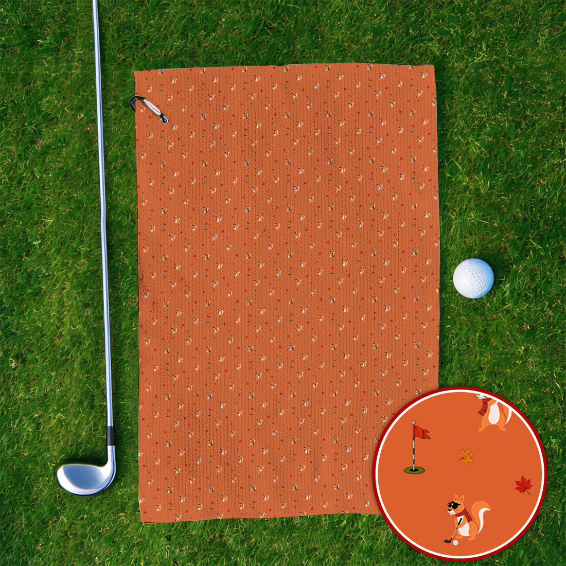 Fall Pattern Golf Towels, Autumn Squirrel Golf Towel, Crazy Golf Gift For Golfer