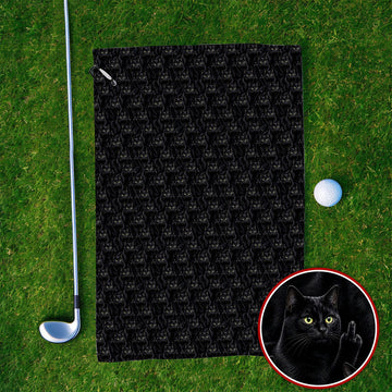 Black Cat Pattern Golf Towel, Funny Cat Lover Golf Towels, Golf Gift For Golfer