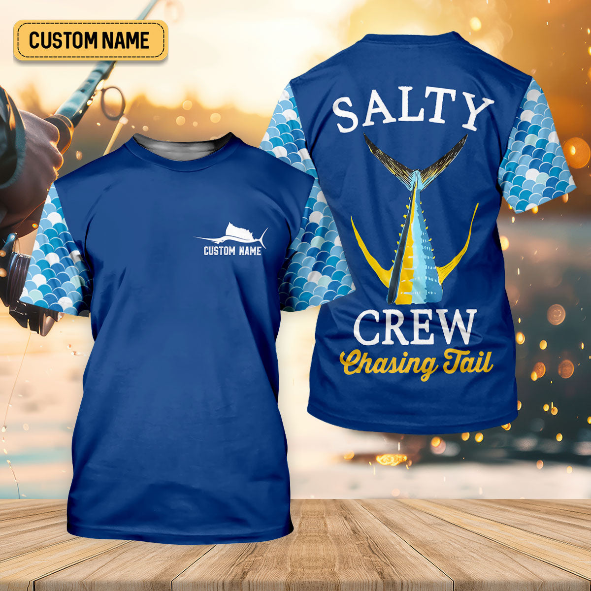 Salty Crew Chasing Tail Dark Blue Fishing UPF Shirts, Funny Fishing Shirt, Fishing Shirts For Men