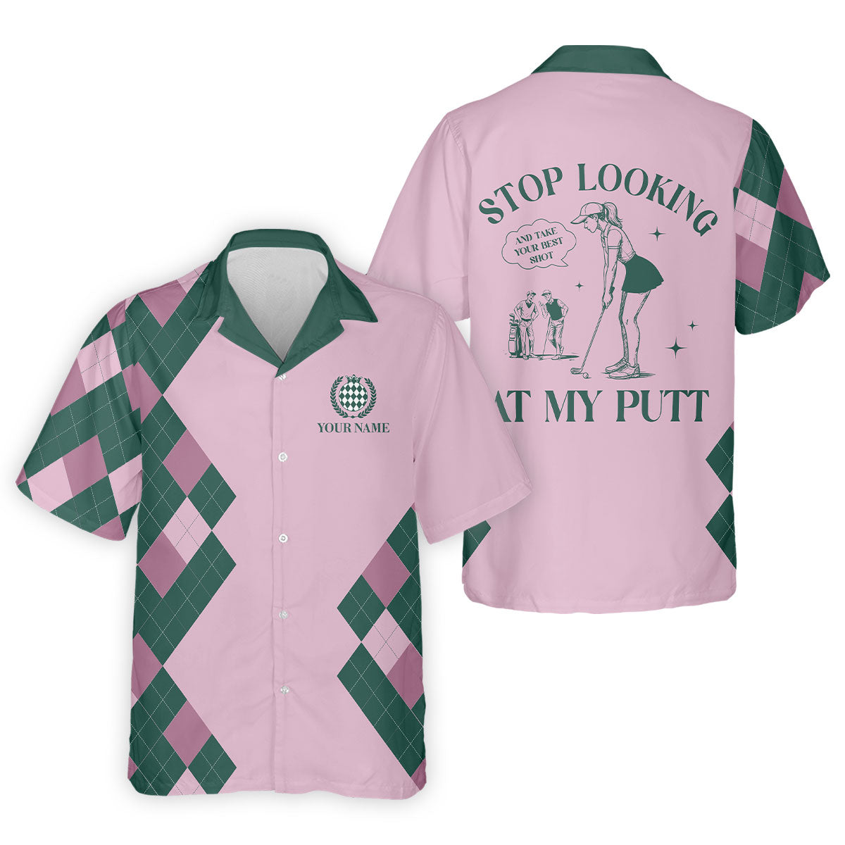 Stop Looking At My Putt Custom Sleeveless Womens Golf Polo Shirt Funny Golf Shirts For Ladies