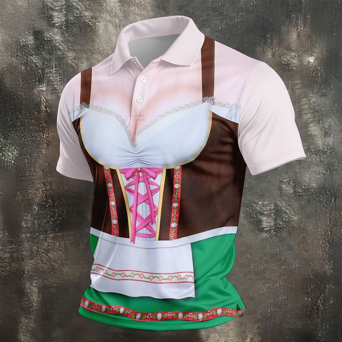Funny Oktoberfest Dirndl Costume Polo Shirt, Mens Golf Polo, Golf Shirts For Men
