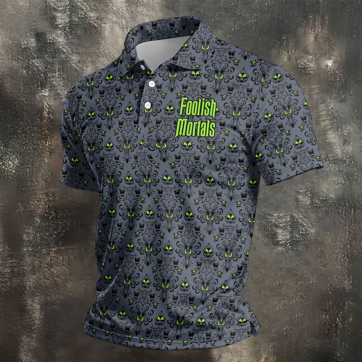 Foolish Mortals Haunted Halloween Polo Shirt, Printed Golf Shirts, Golf Apparel For Men