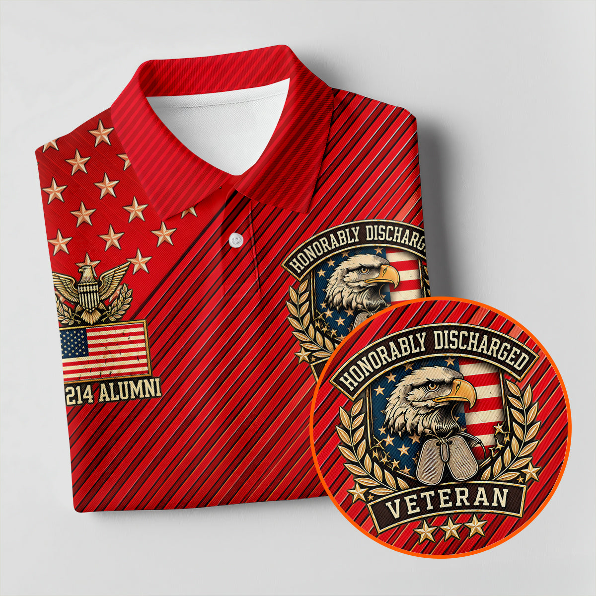 Veterans Day USA Eagle Emblem Polo Shirt, Golf Shirts For Men, Mens Golf Polo