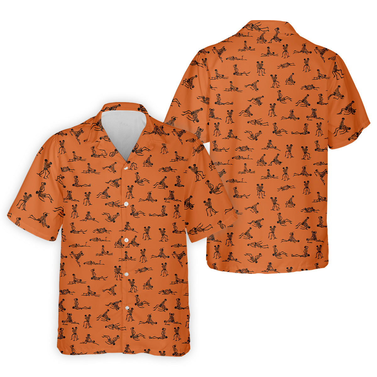 Orange And White Funny Skeleton Golf Shirt, Halloween Gift Idea, Fun Golf Shirts For Men, Polo For Men