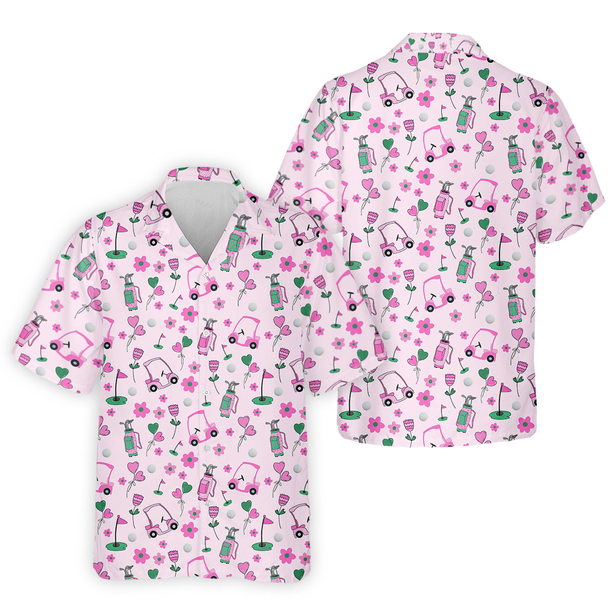 Seamless Pink Green Funny Womens Golf Polo ShirtLadies Golf Shirt, Mothers Day Gifts