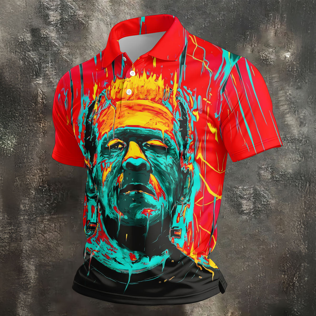 Colorful Horror Character Halloween Polo Shirt, Mens Golf Polo, Golf Shirts For Men
