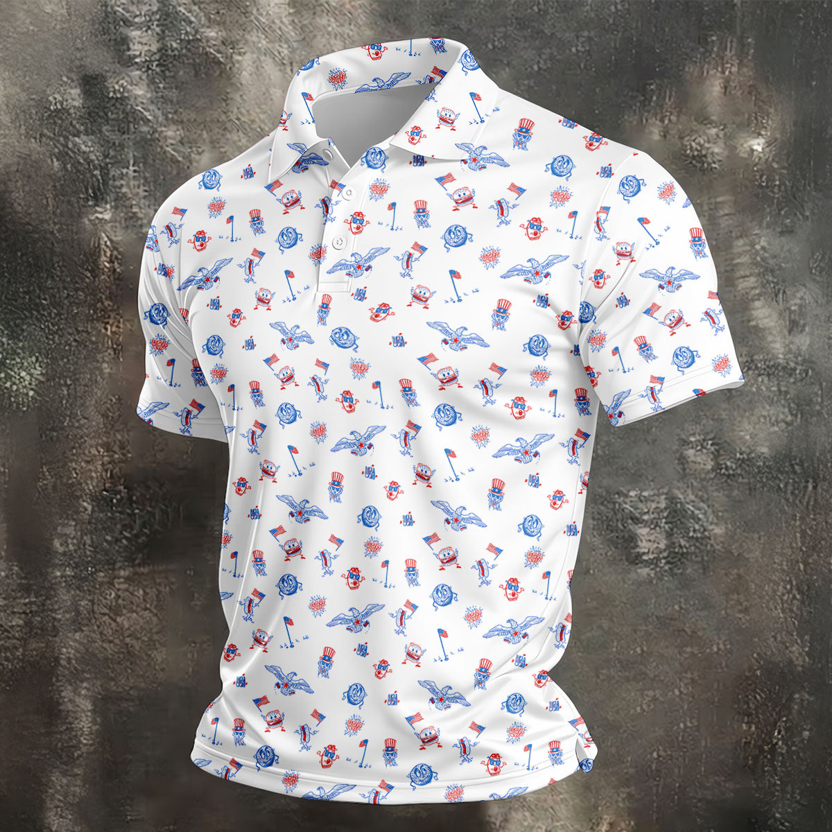 Funny Uncle Sam Eagle Golf Flag All-Over Print 4th of July, 250 Years USA Patriotic Golf Shirt, 4th Of July Golf Shirt, Golf Tops For Men, Golfing Apparel