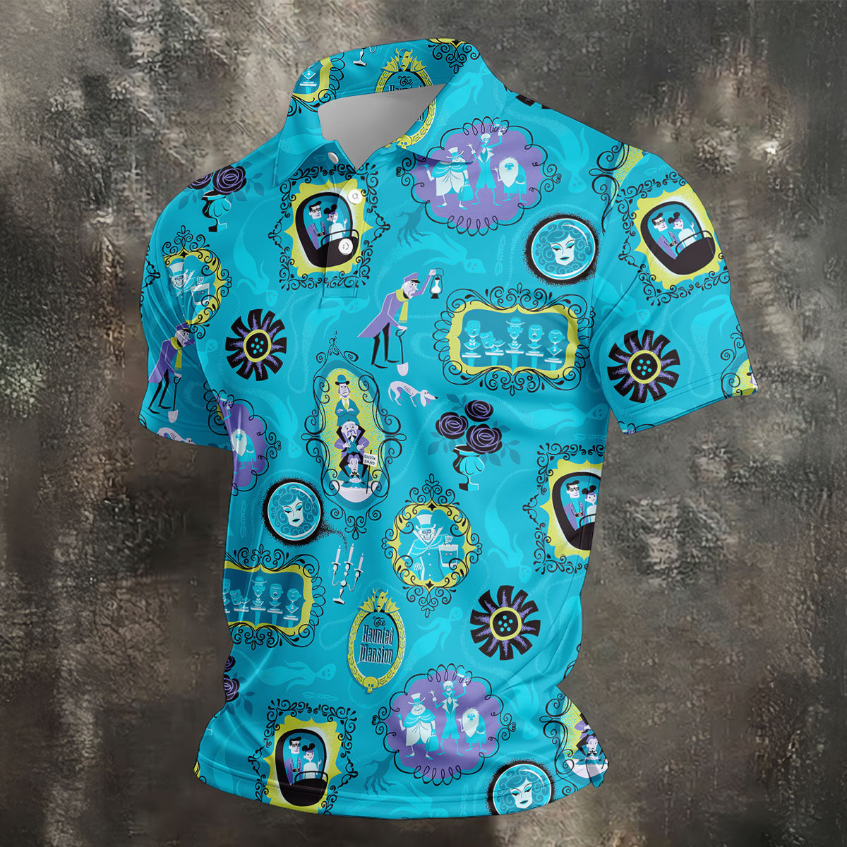 Blue Ghost Portrait Gallery Halloween Polo Shirt, Mens Golf Polo, Polo Shirts For Men