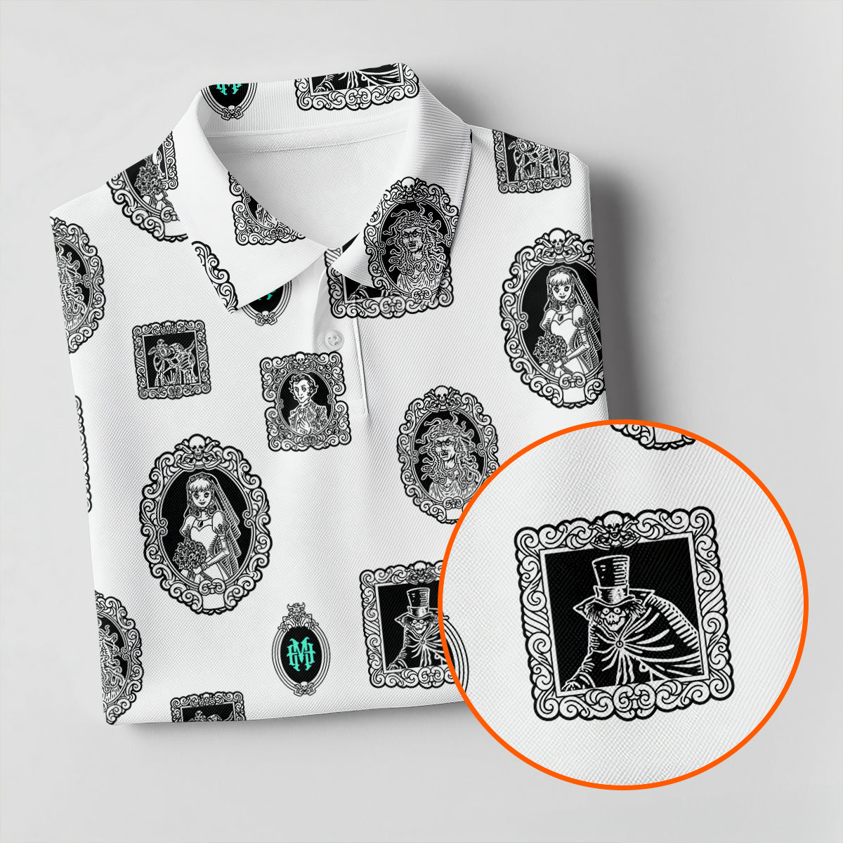 Gothic Portrait Halloween Horror Character Polo Shirt, Golf Shirt, Golf Shirts For Women