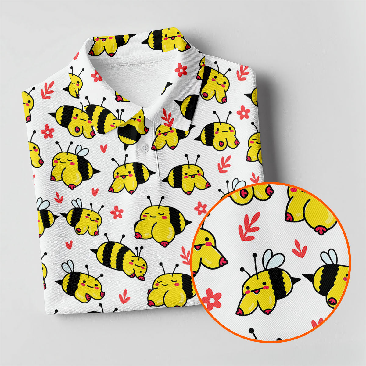 Funny Bee Breast Cancer Pattern Polo Shirt, Women’s Golf Polo, Golf Shirts For Women