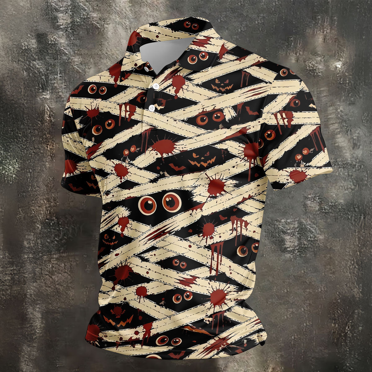 Mummy Horror Character Halloween Golf Polo Shirt, Golf Outfit For Men, Mens Golf Polo