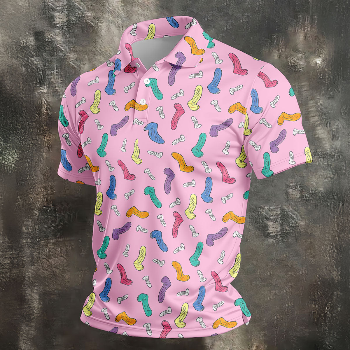 Funny Adult Novelty Pink Pattern Golf Shirt, Mens Polo Shirts, Golf Apparel For Men