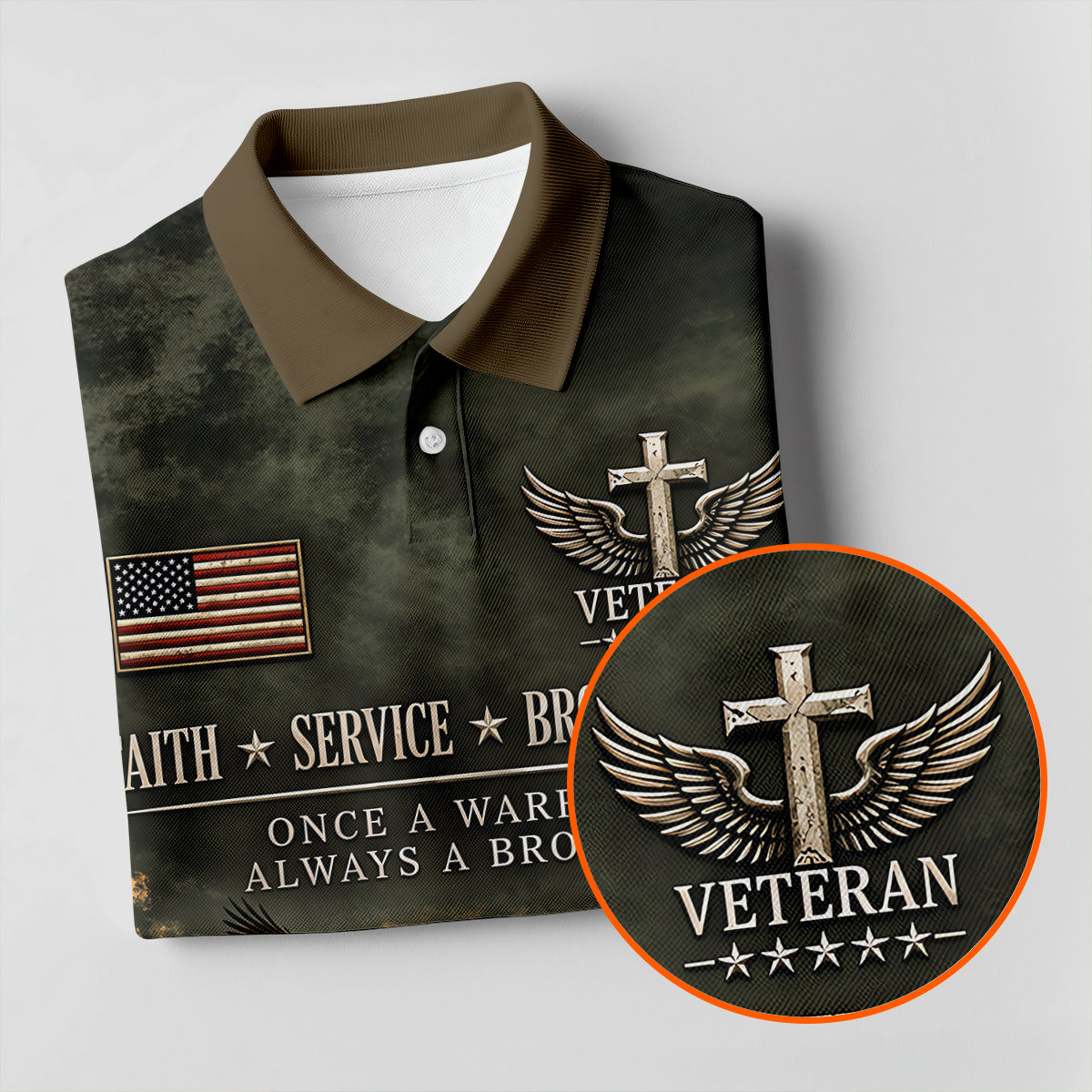 Veterans Day Praying Soldier Cross Polo Shirt, Golf Tops For Women, Ladies Golf Tops