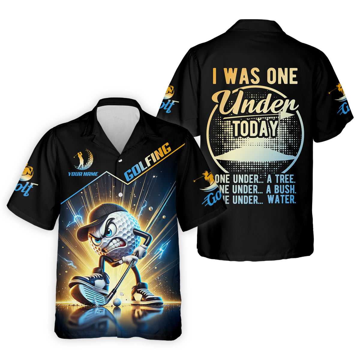 I Was One Under Today Custom Men's Golf Polo ShirtFunny Golf Shirt, Dad Golf Gift
