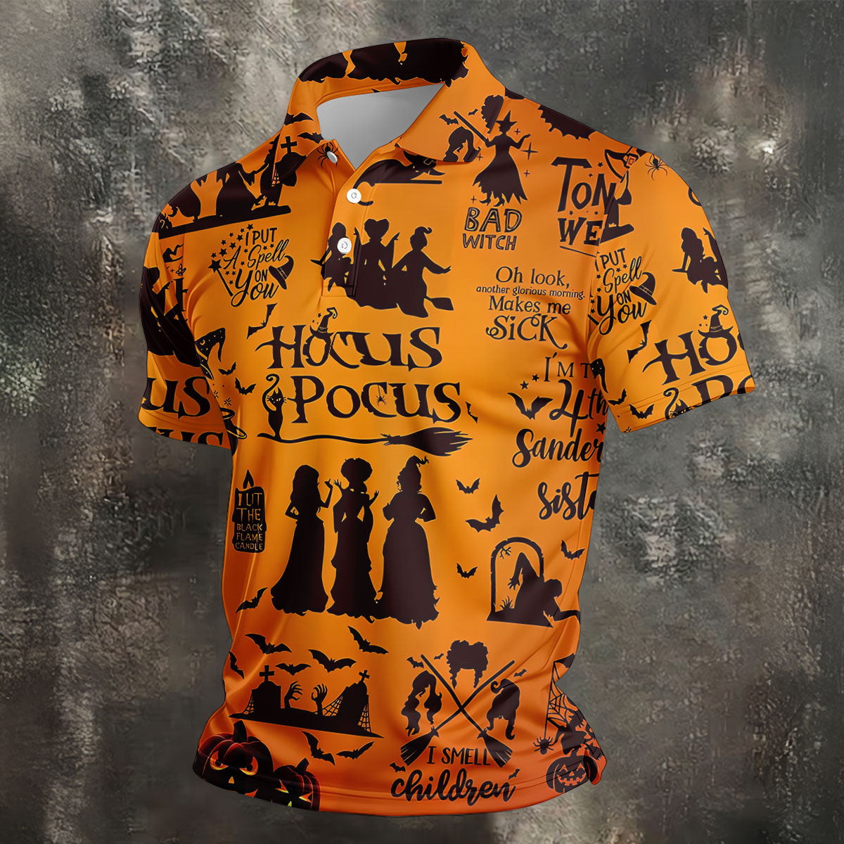 Hocus Pocus Horror Character Halloween Golf Polo Shirt, Spooky Shirt, Mens Golf Polo