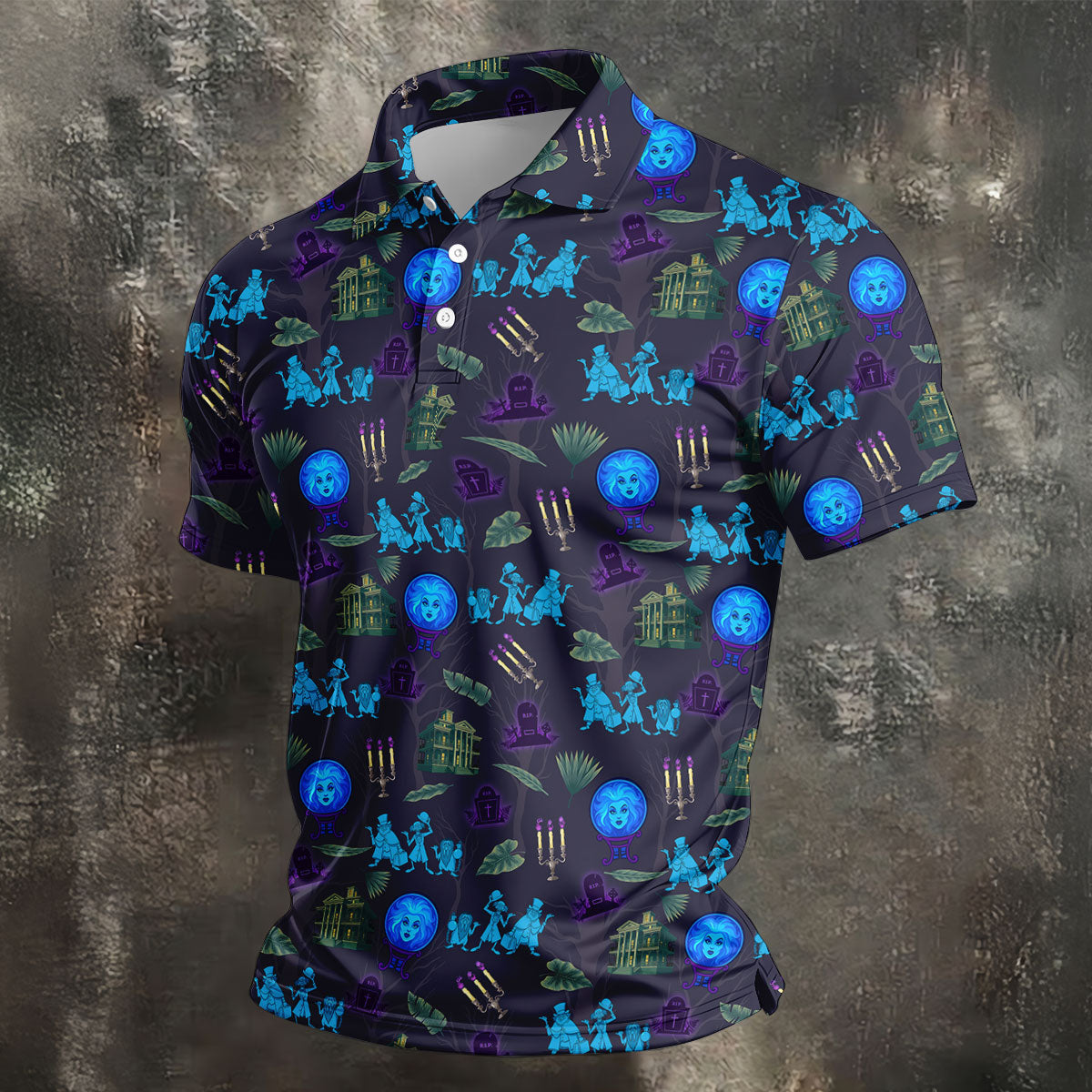 Crystal Ball Ghost Trio Halloween Polo Shirt, Golf Shirts For Men, Mens Golf Apparel