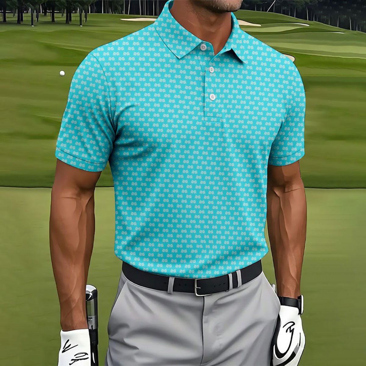 Funny Golf Balls Adult Humor Turquoise Blue Golf Tops For Men, Polo Shirts For Men