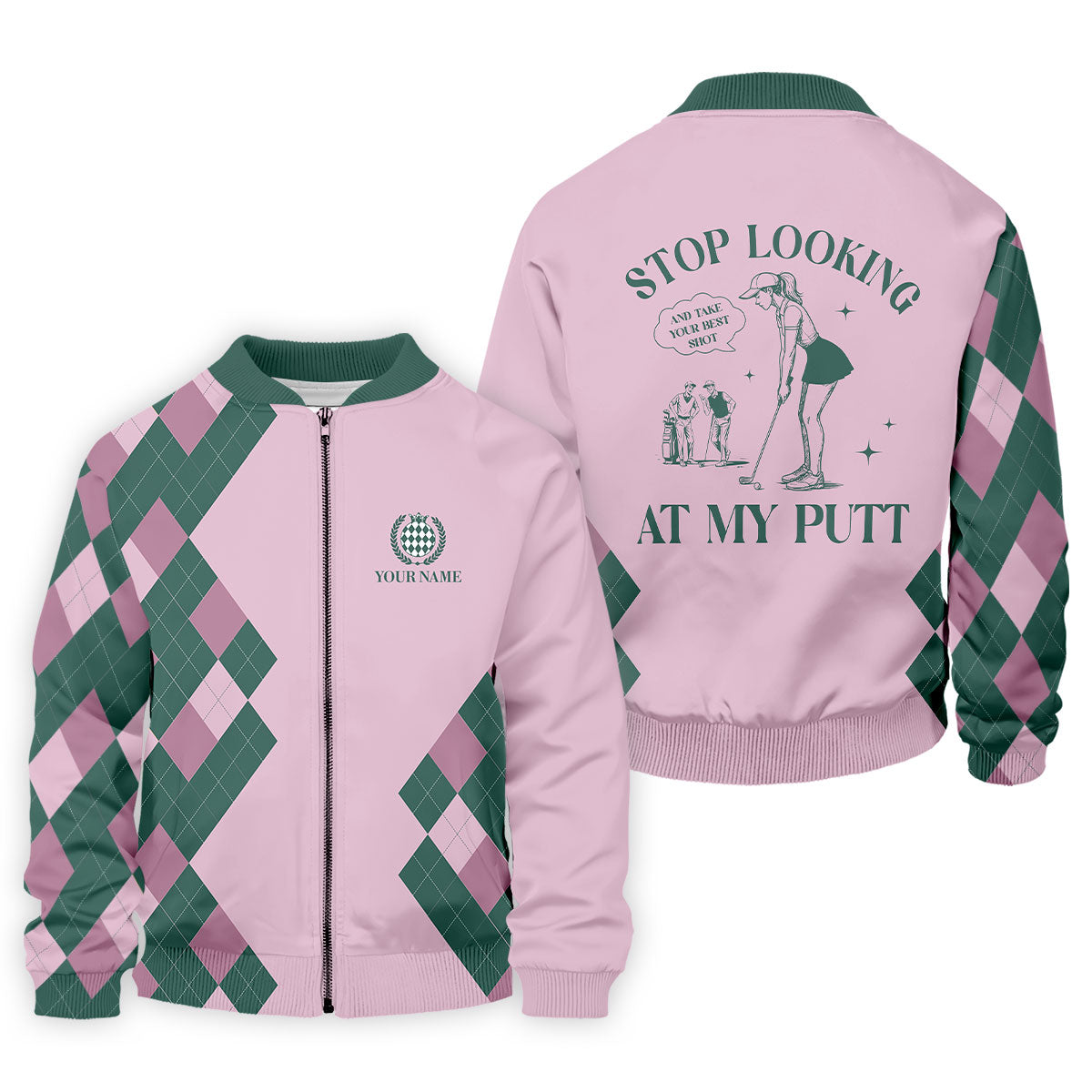 Stop Looking At My Putt Custom Sleeveless Womens Golf Polo Shirt Funny Golf Shirts For Ladies