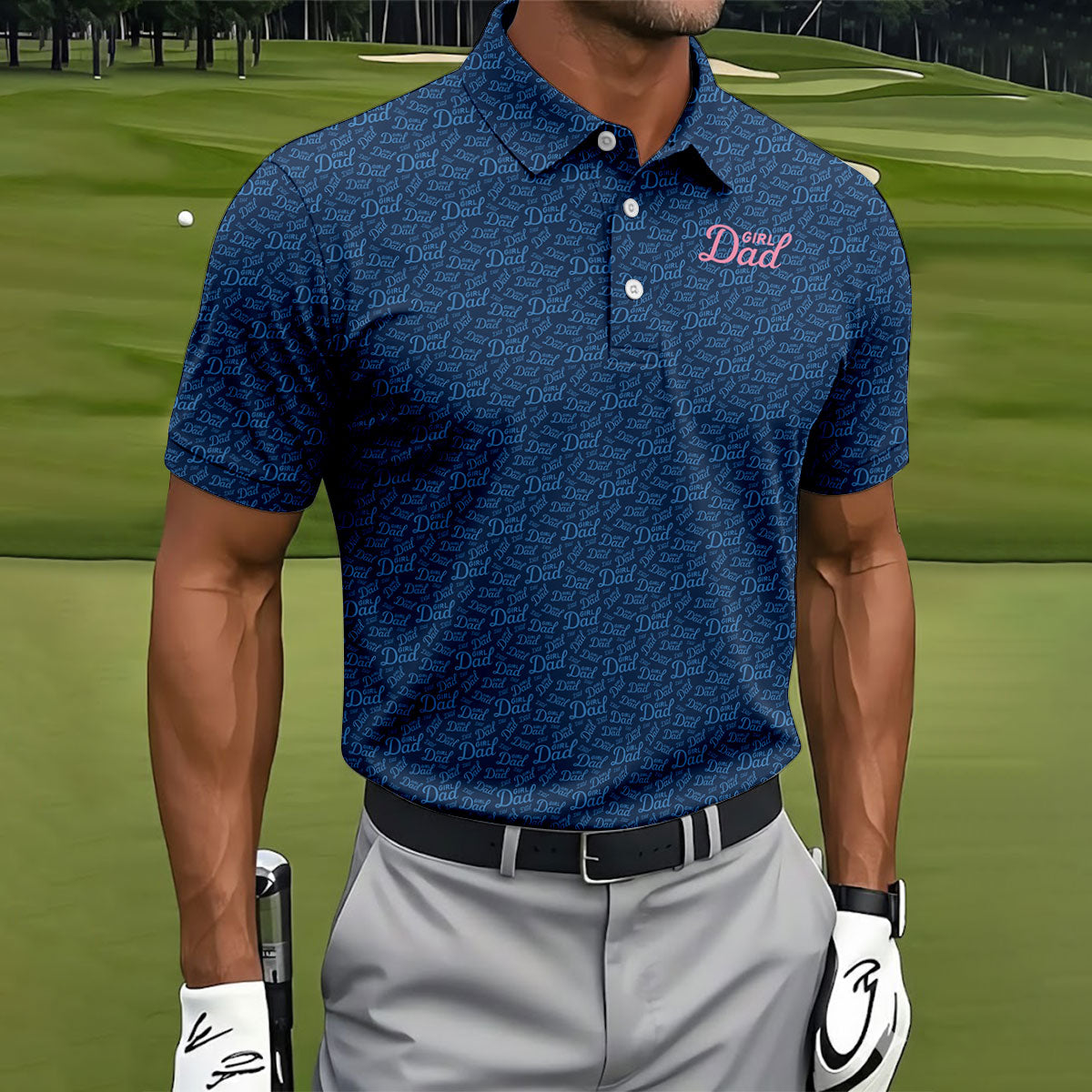 Girl Dad Father's Day Golf Shirt, Polo Shirts For Men, Gift For Golf Dad, Golfing Apparel