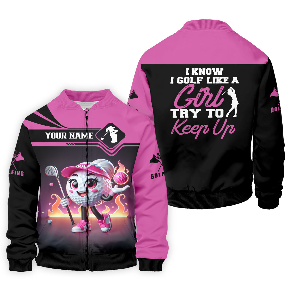 I Know I Golf Like A Girl Try To Keep Up Custom Funny Womens Golf Polo ShirtLadies Golf Shirt