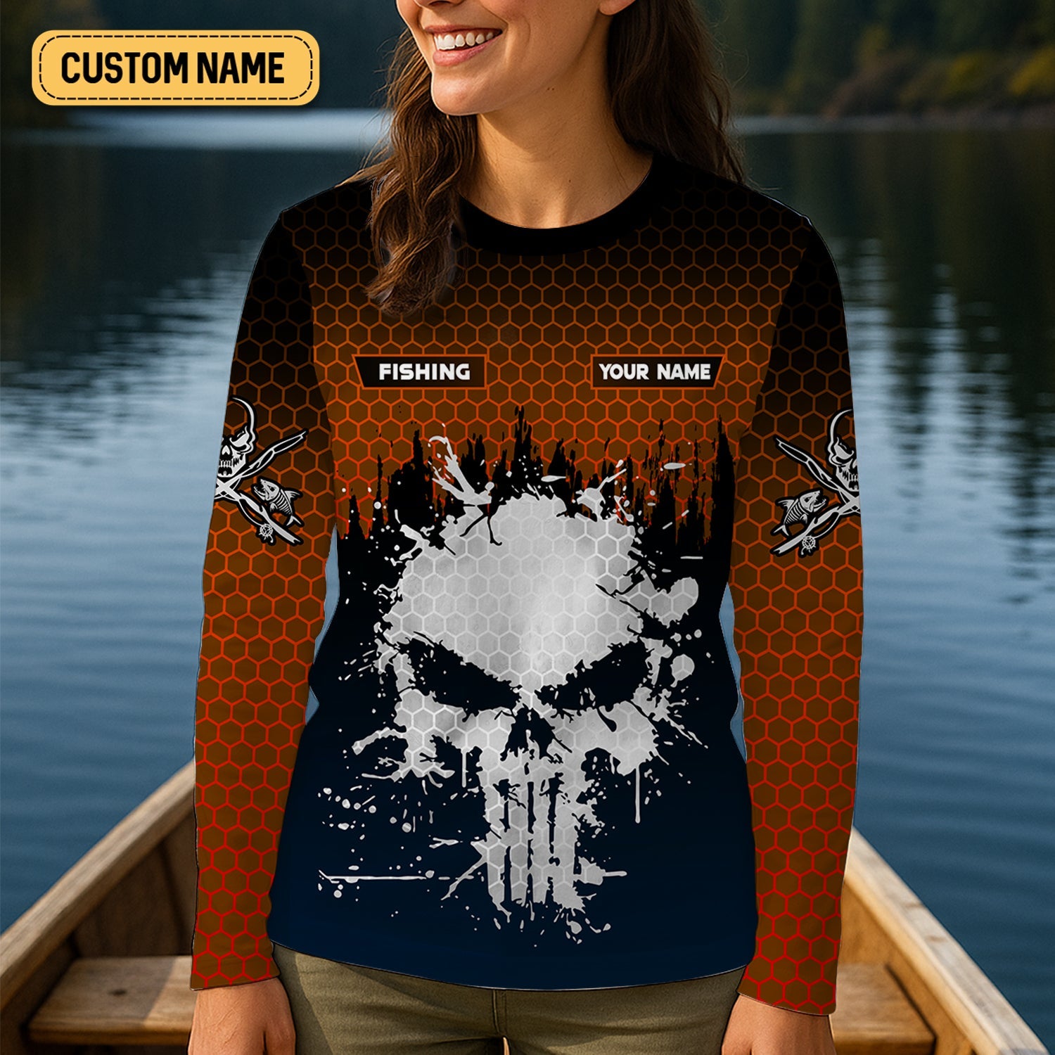 Fishing Saved Me From Being A Pornstar Hexagon Pattern SPF Shirt, Funny Fishing Shirt, Female Fishing Shirts