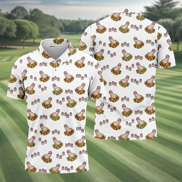 White Funny Adult Novelty Tank Pattern Golf Shirt, Golf Shirts For Men, Printed Golf Shirts