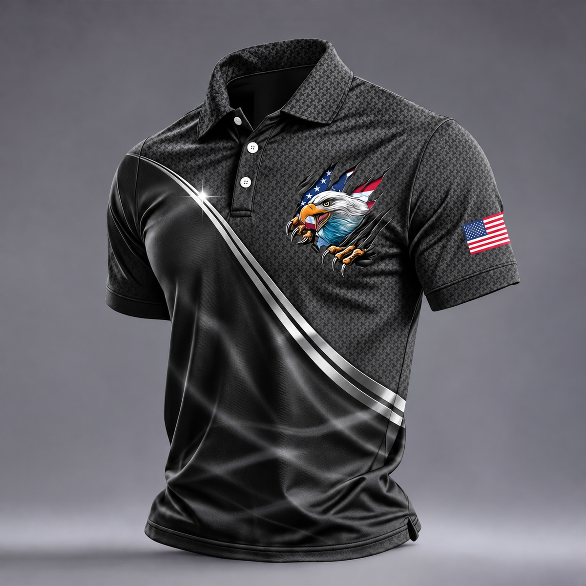 Stars And Stripes 250th Anniversary Polo Men's USA Flag Eagle Tops 4th Of July Shirt