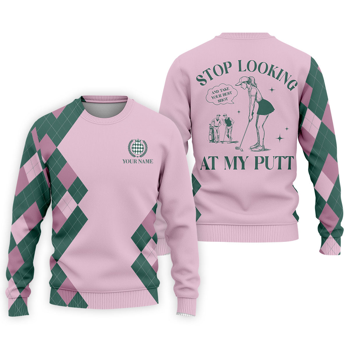 Stop Looking At My Putt Custom Sleeveless Womens Golf Polo Shirt Funny Golf Shirts For Ladies