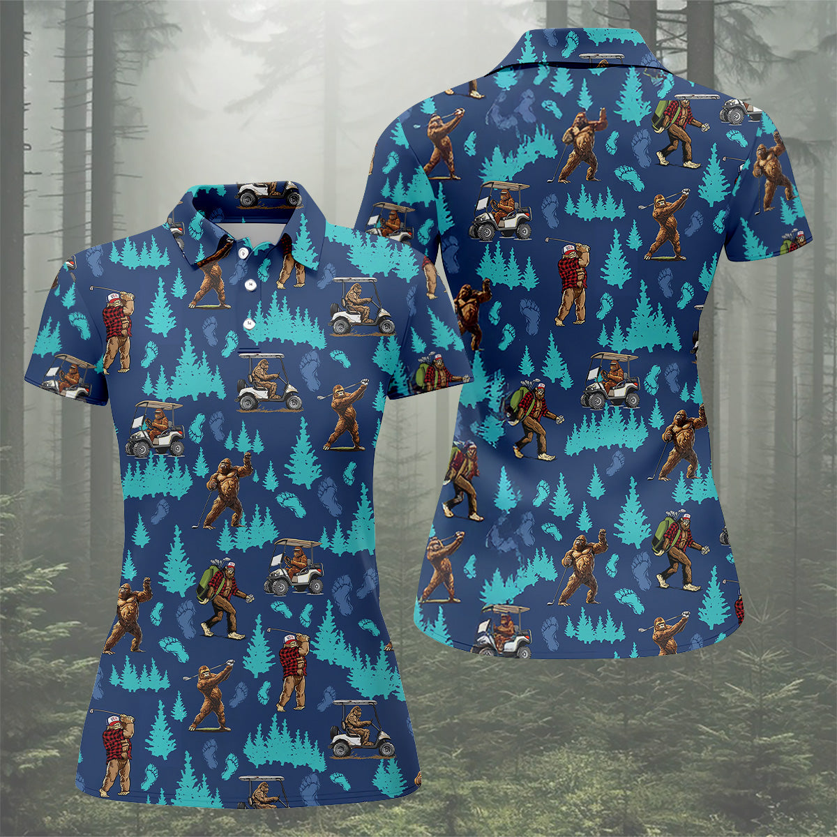 Bigfoot Golfing Women's Polo ShirtFunny Bigfoot Golf Shirt, Ladies Golf Shirt, Women Golf Shirt
