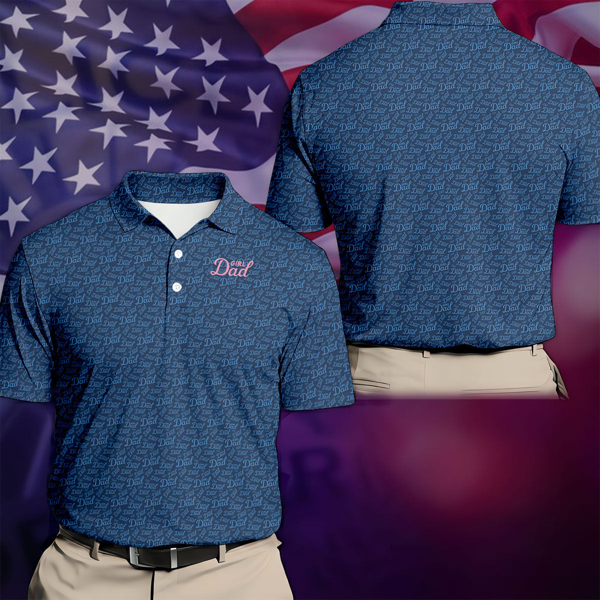 Girl Dad Father's Day Golf Shirt, Polo Shirts For Men, Gift For Golf Dad, Golfing Apparel