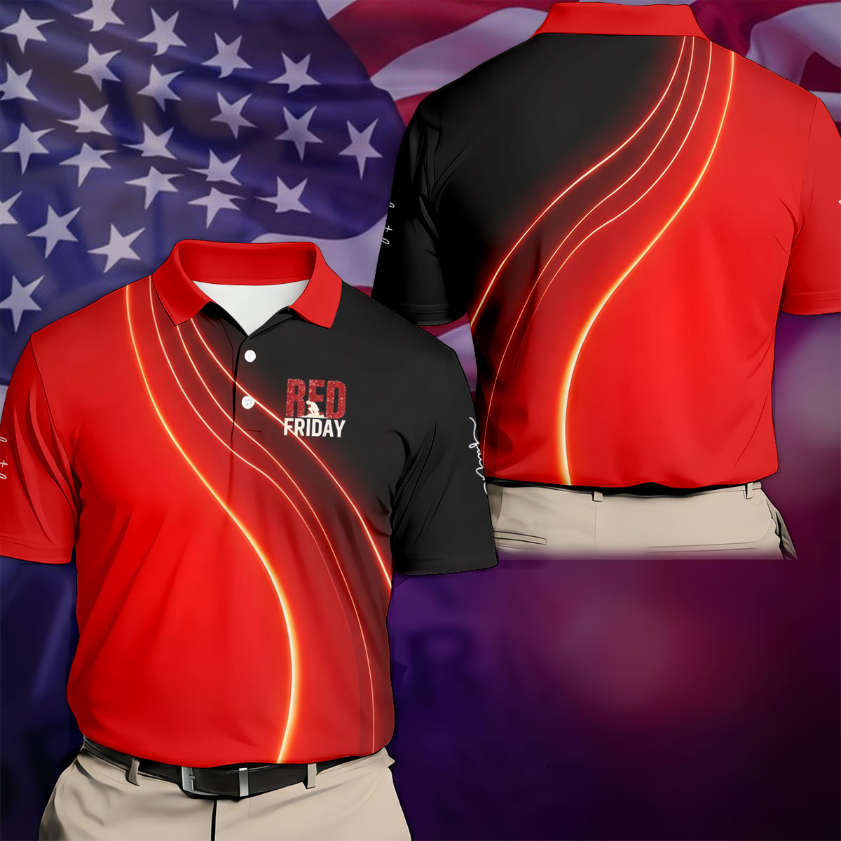 Red Friday Red Black Gradient Faith 4th Of July Golf Shirt, 250 Years Polo Shirts For Men